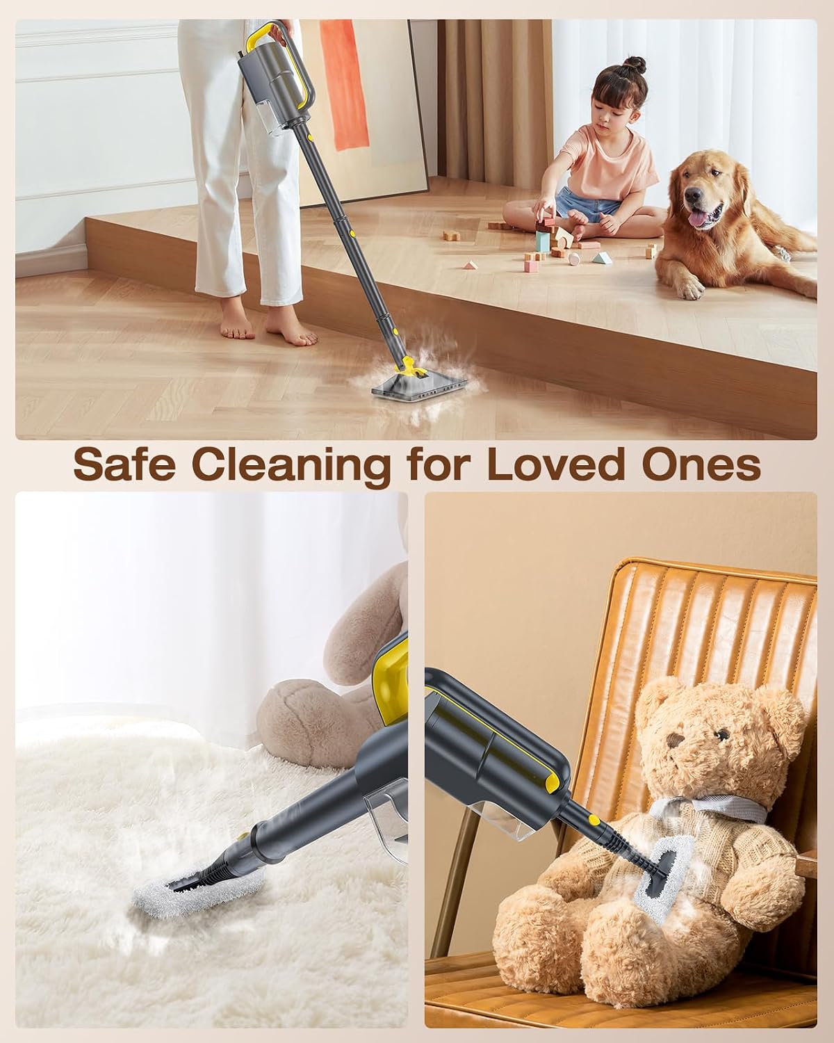 Thumbnail 5 de 10-in-1 Steam Mop with Detachable Handheld Steamer (350ml Tank, 10s Heat-Up, 248°F) for Floors, Carpets, Tiles, BBQ Grills and More