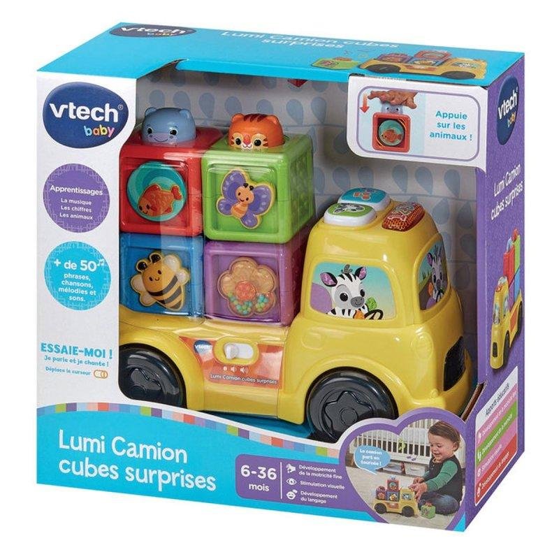 Detalle de Juguete interactivo VTech Baby Lumi Truck con cubos de animales apilables