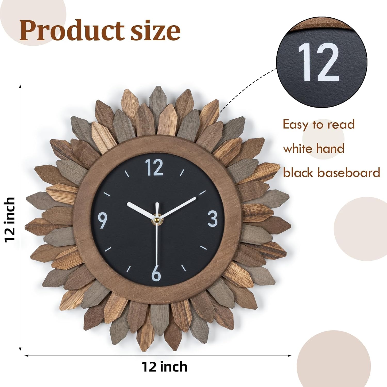 Thumbnail 2 de Honiway Wooden Wall Clock, 12-Inch