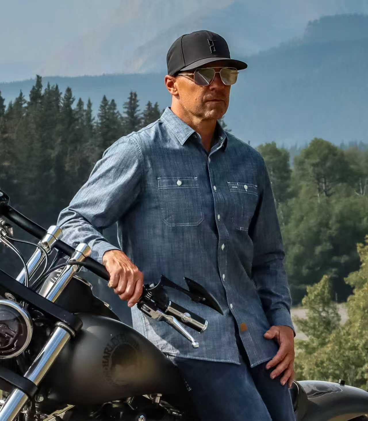 Thumbnail 2 de Dubinik Chambray Hemd für Herren (Langarm, Regular Fit) mit 2 Brusttaschen aus Baumwolle