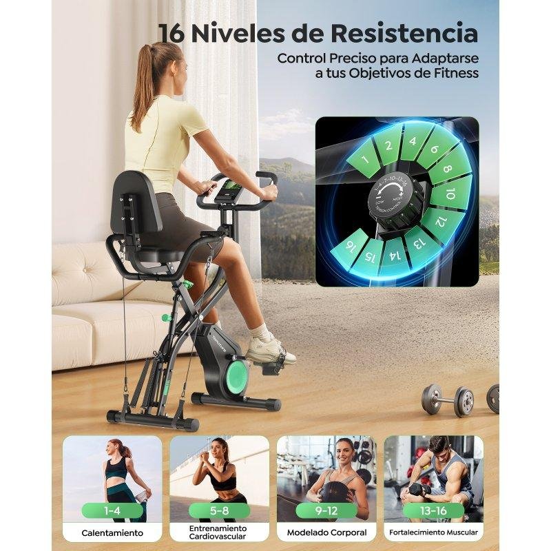 Detalle de Bicicleta Estática Plegable Toputure 5 en 1 con App y 16 Niveles de Resistencia