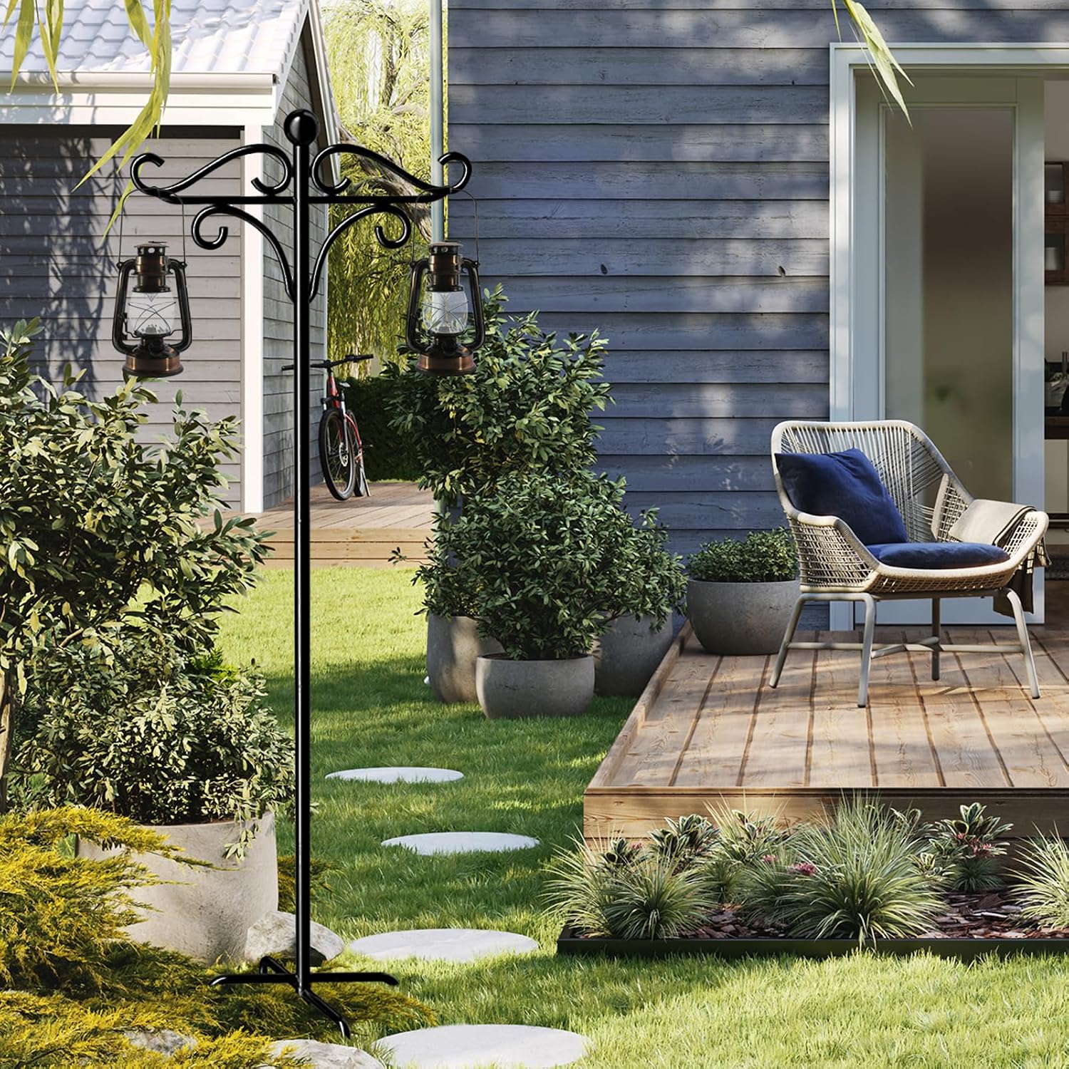 Detalle 2 de 2 Pack Bird Feeders Hanging Station: Adjustable 193cm Garden Poles with 5-Fork Base