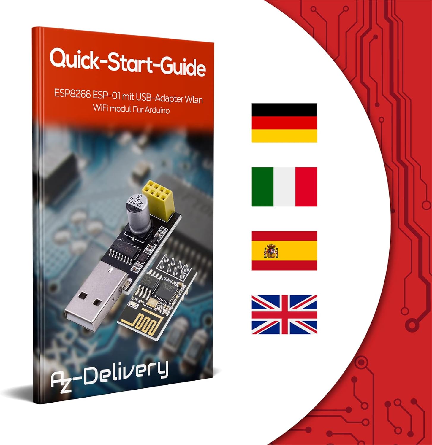 Thumbnail 6 de AZDelivery 5× ESP8266 ESP-01S mit USB-Adapter (CH340G) – WLAN-Modul kompatibel mit Arduino