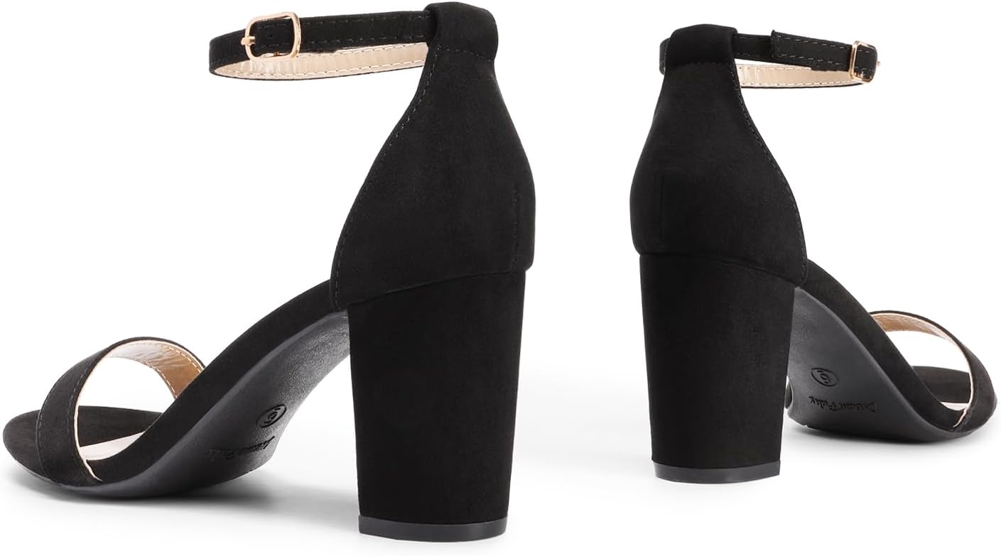Detalle de DREAM PAIRS Women’s Chunk Low Heel Pump Sandals with Adjustable Buckle