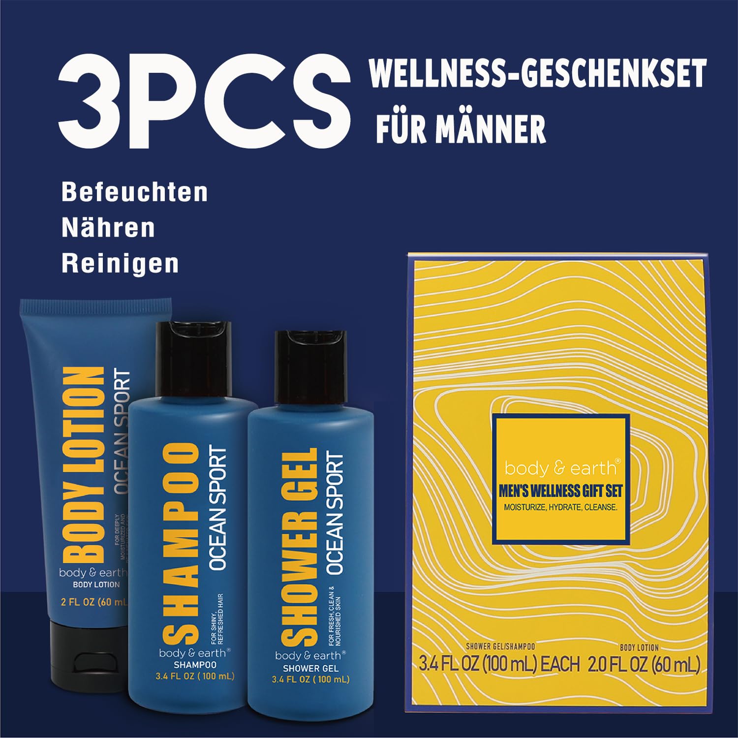Detalle 2 de BODY & EARTH Geschenke für Männer – Geschenkbox zur Sportreinigung