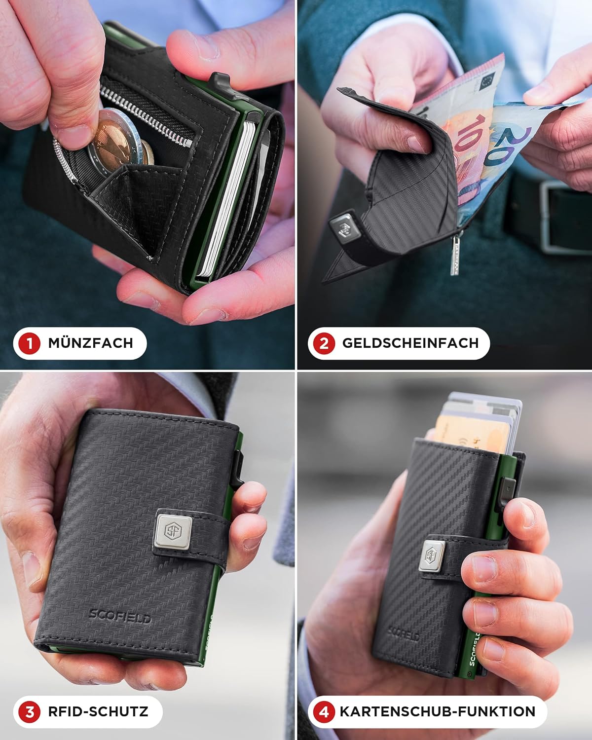 Thumbnail 1 de SF SCOFIELD Geldbörse Herren Slim Wallet RFID