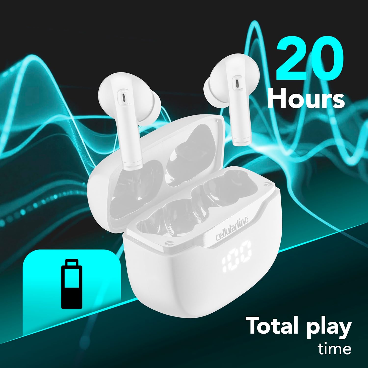Thumbnail 1 de Cellularline KEY Auricolari In-Ear True Wireless con custodia a display LED e fino a 16 ore di play time