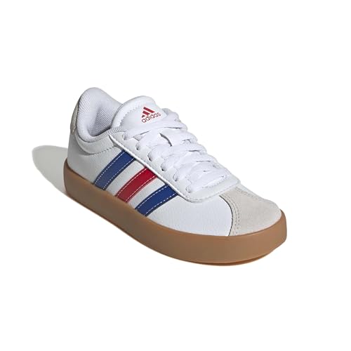 Detalle de adidas Unisex Kinder Vl Court 3.0 Shoes – FTWR White/Team Royal Blue/Better Scarlet
