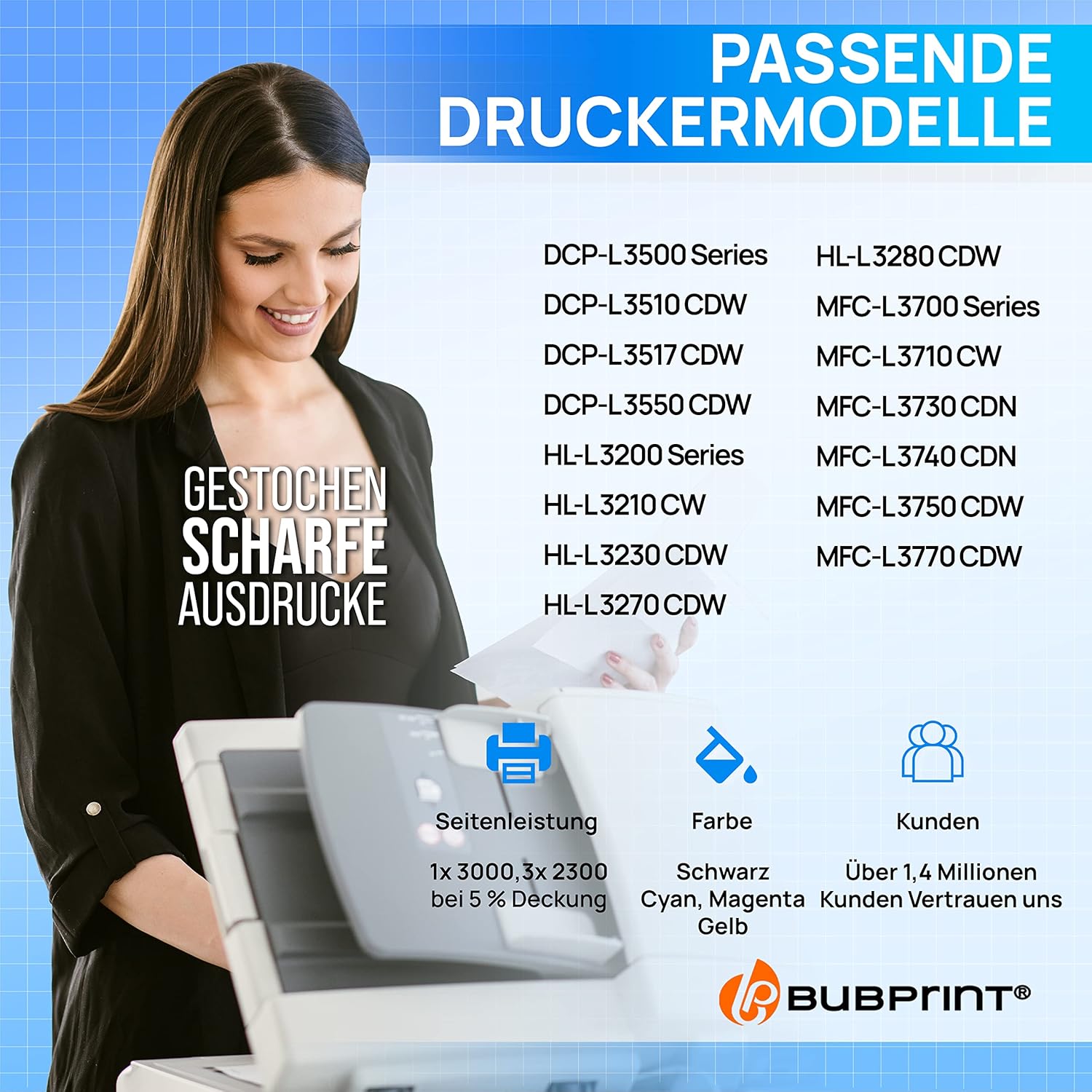Thumbnail 1 de Bubprint TN-247 Compatible pour Toner Brother TN-243/247 – Lot 4 (CMYK) pour MFC-L3750CDW, DCP-L3550CDW, MFC-L3770CDW, HL-L3210CW, HL-L3230CDW et plus