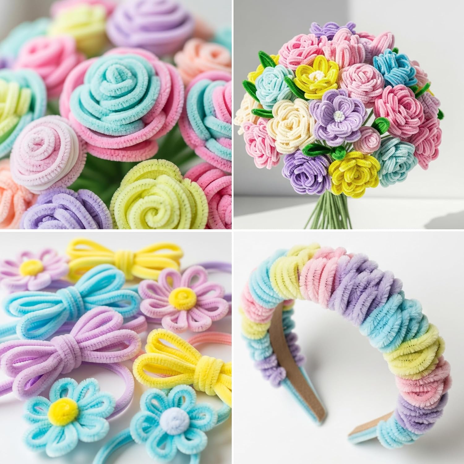 Detalle de Caydo 500-Piece Macaroon Pipe Cleaners (Soft Chenille Stems) for Easter Crafts & DIY Flowers