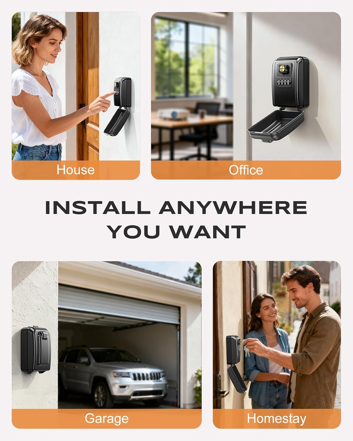 Thumbnail 5 de Mohard Key Safe Wall Mounted with Code, 4-Digit Combination – Weatherproof, Large Capacity Keybox