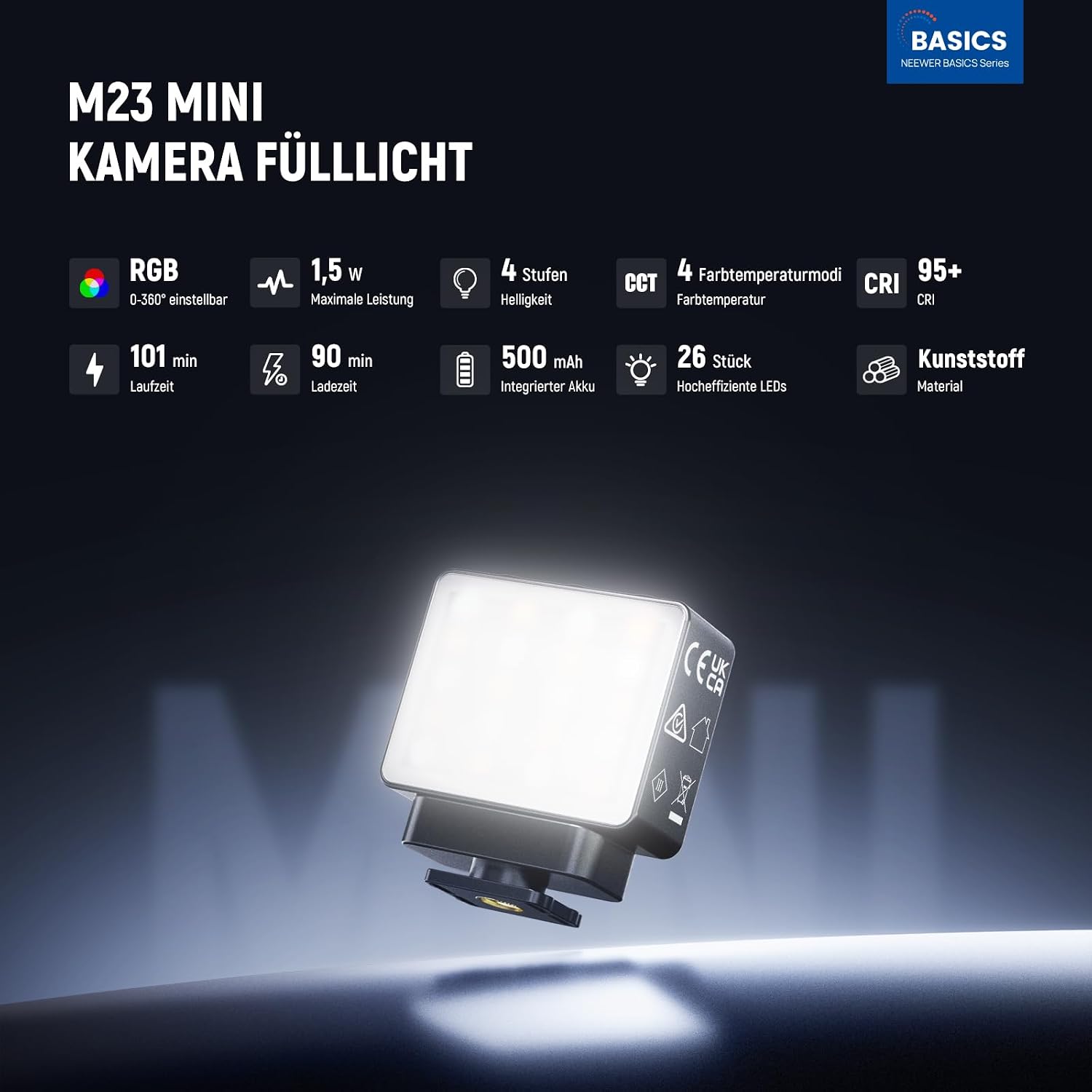 Detalle 2 de NEEWER Basics Magnetisches RGB Licht 1,5 W