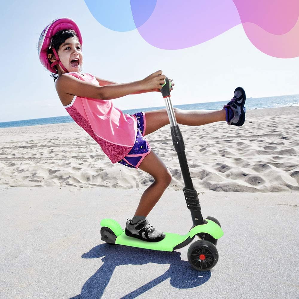 Detalle 2 de YOLEO 3-in-1 Kinder Roller Scooter mit abnehmbarem Sitz – verstellbarer Lenker, leuchtende PU-Räder