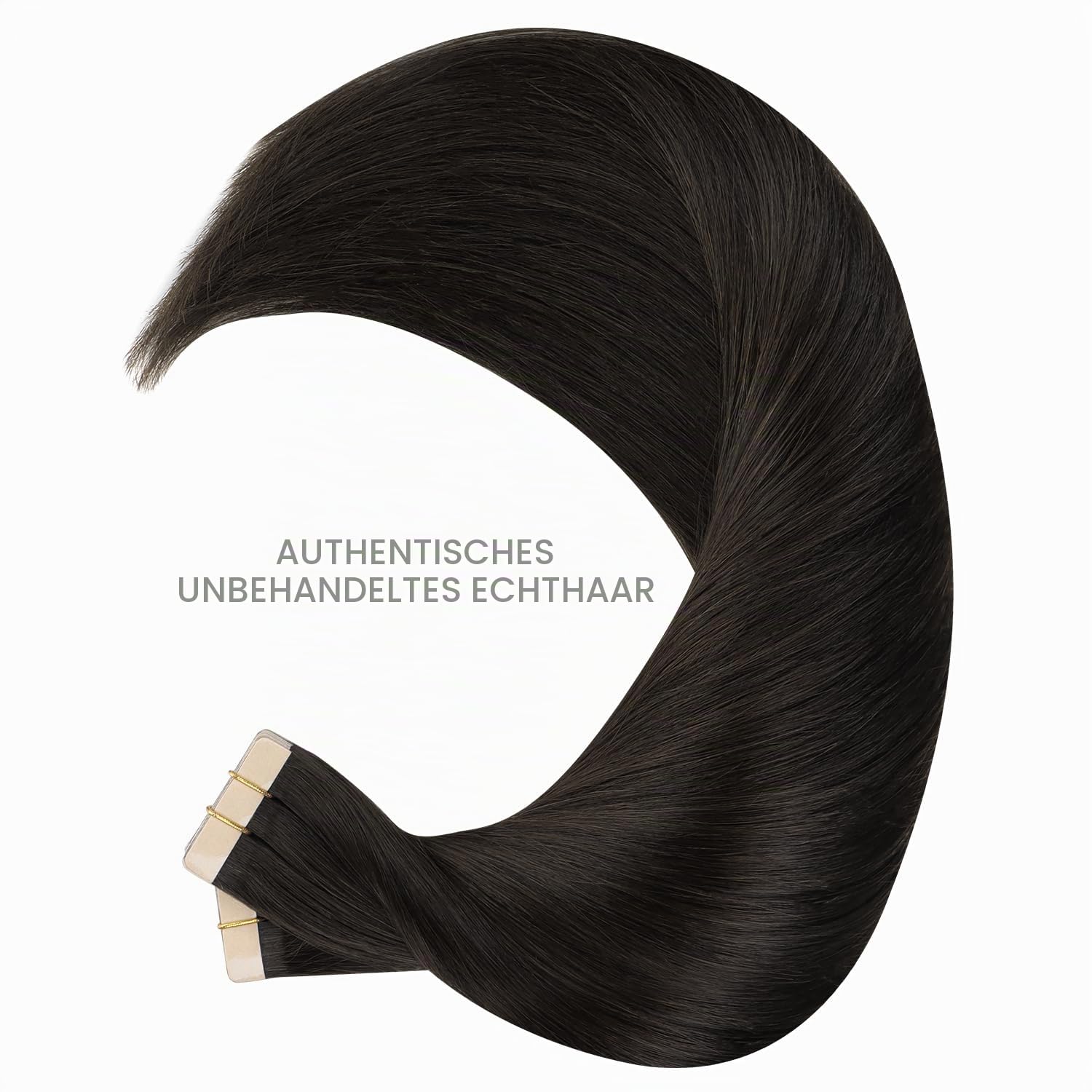 Detalle de WENNALIFE Echthaar Tape-In Extensions 30,5 cm Dunkelbraun, 40 Stück – Wiederverwendbare Haarverlängerungen mit unsichtbarem Klebeband