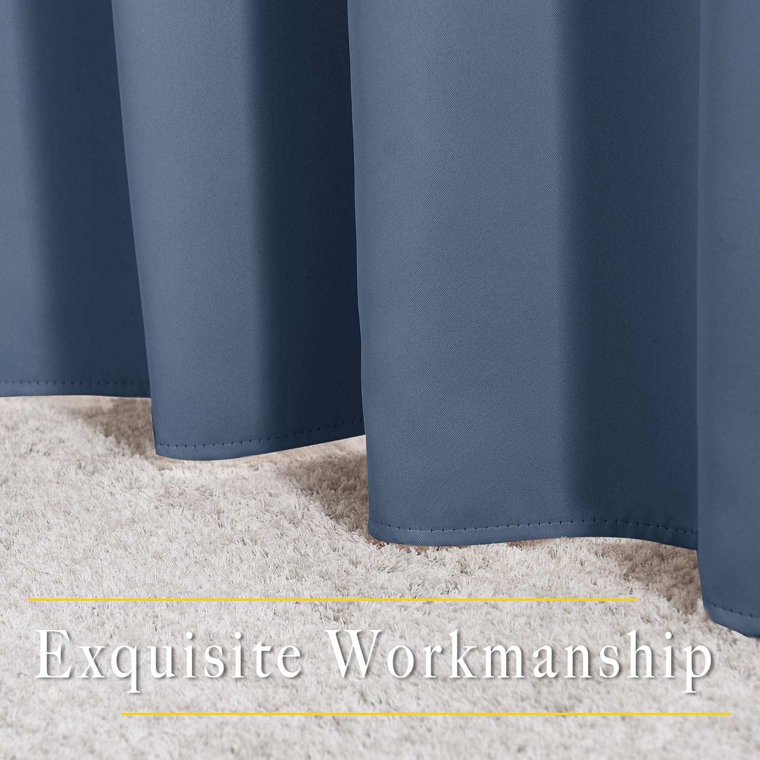 Thumbnail 5 de NICETOWN Stone Blue Blackout Curtains (2 Panels) 52" x 84" with Silver Grommets