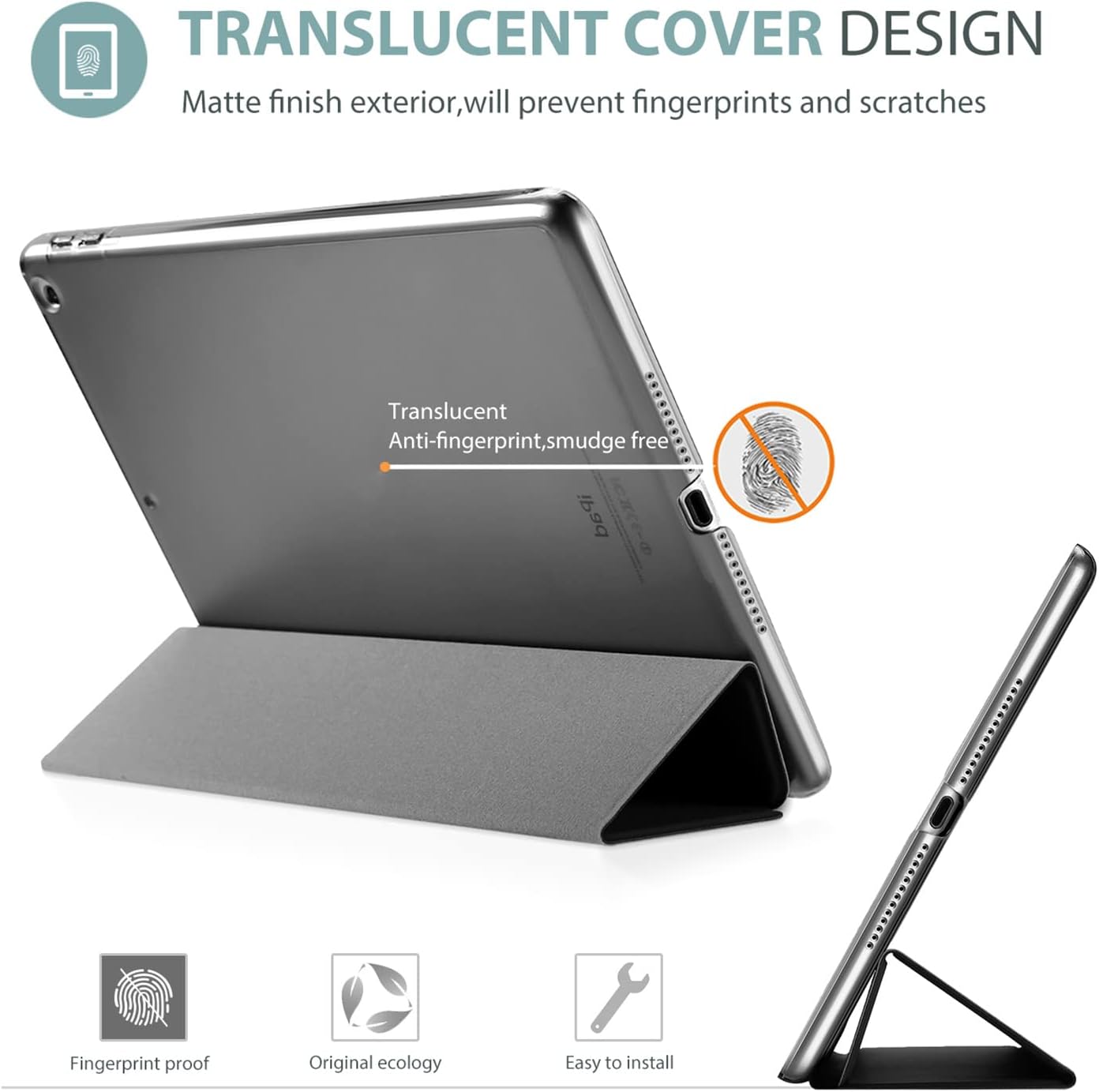 Detalle 2 de ProCase Smart Case für iPad 6./5. Generation 9,7 Zoll - ultradünn, mattierte Rückseite in Grau