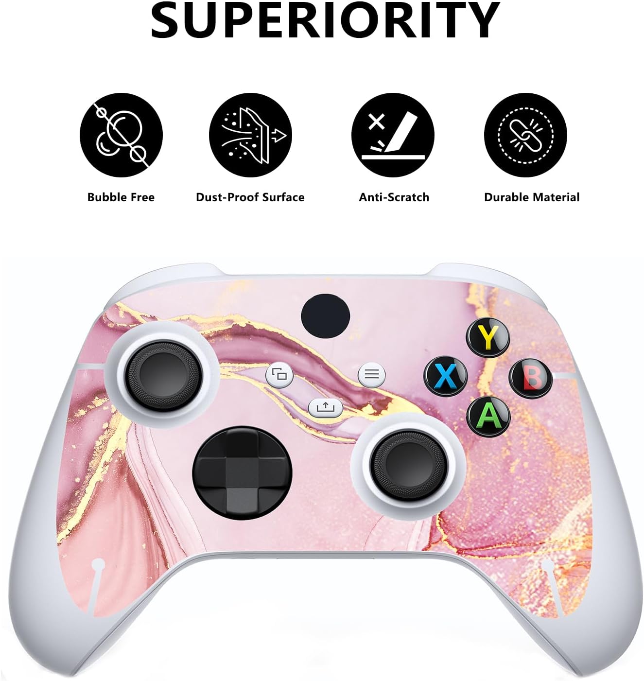 Detalle 2 de PlayVital Vinilo para Xbox Series S - Diseño Mármol Rosa Dorado