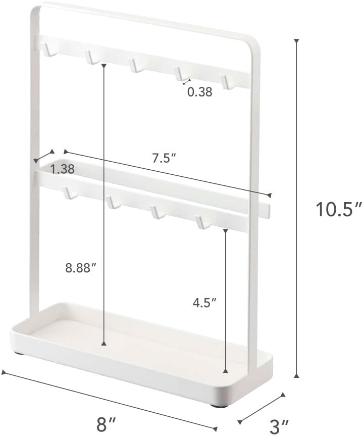 Detalle 2 de Yamazaki organizer na klucze, stalowy, biały, 2 poziomy i 9 haczyków