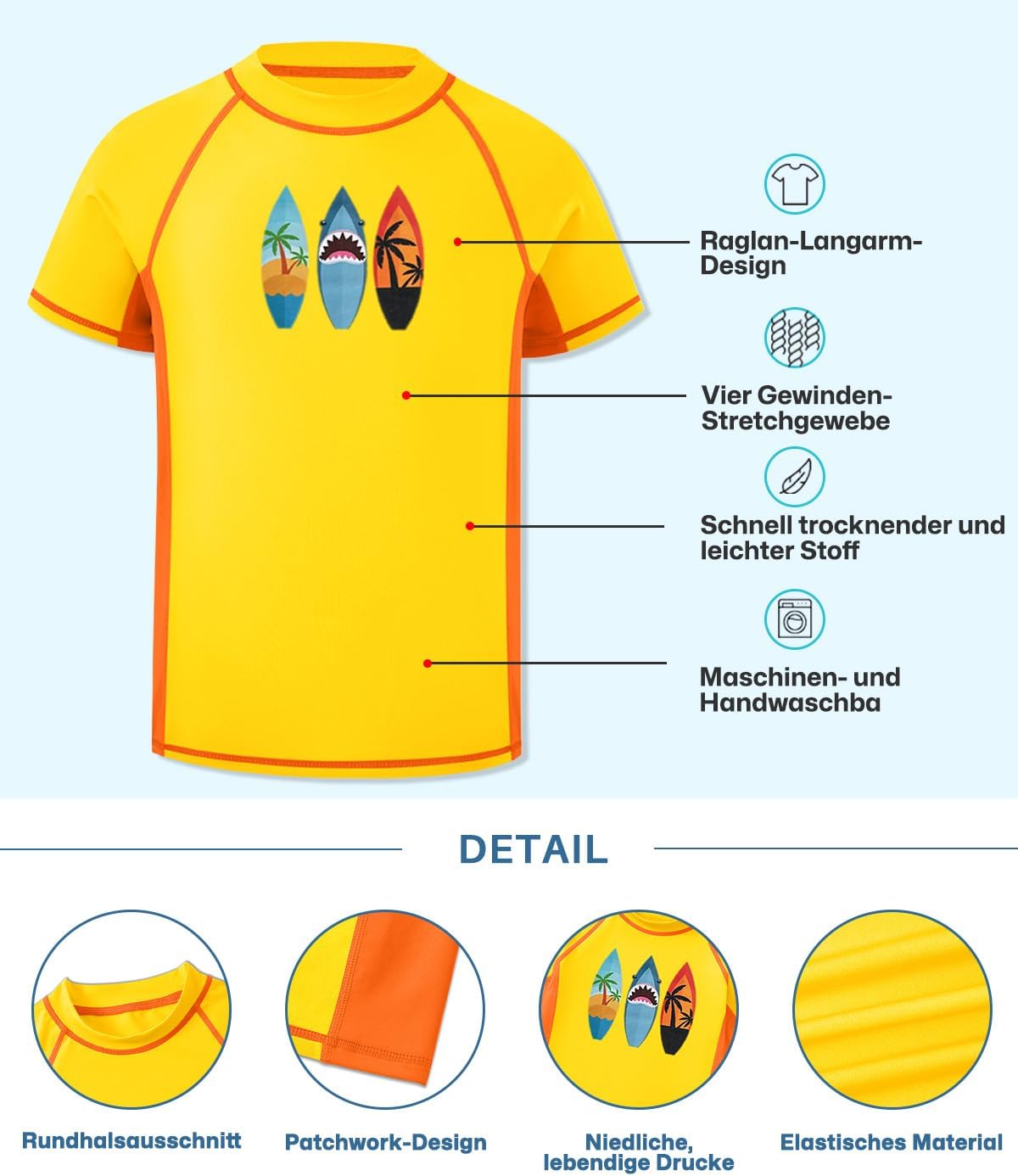 Detalle de BesserBay Jungen Rashguard Shirt UPF 50+ Kurzarm – UV-Schutz 110–160