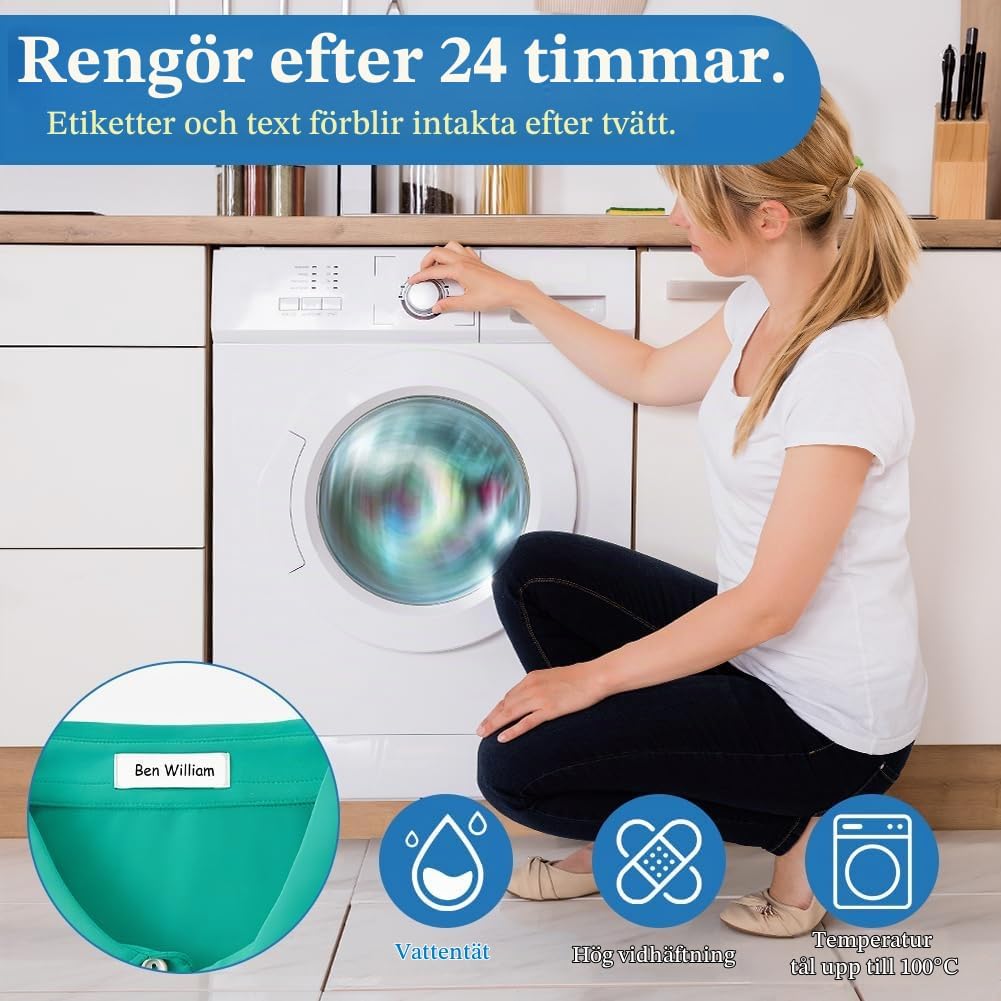 Detalle 2 de ANOMM 20649469031 namnetiketter i polyester, 200 st med 2 textilpennor