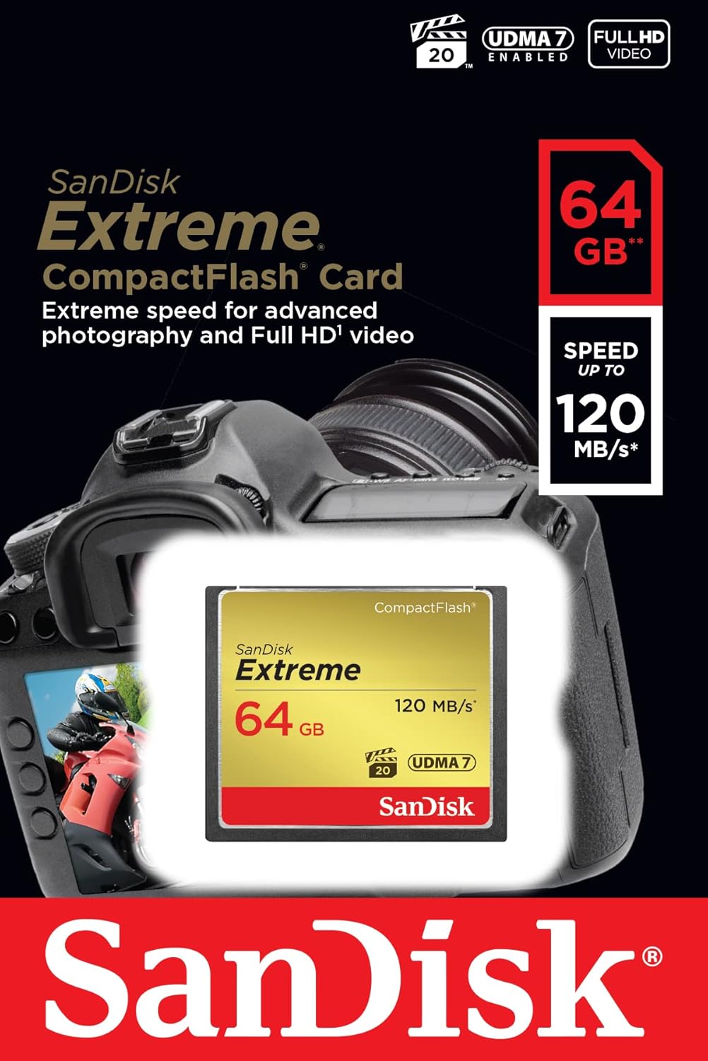 Thumbnail 3 de SanDisk Extreme 64 GB CompactFlash UDMA7 Black/Gold