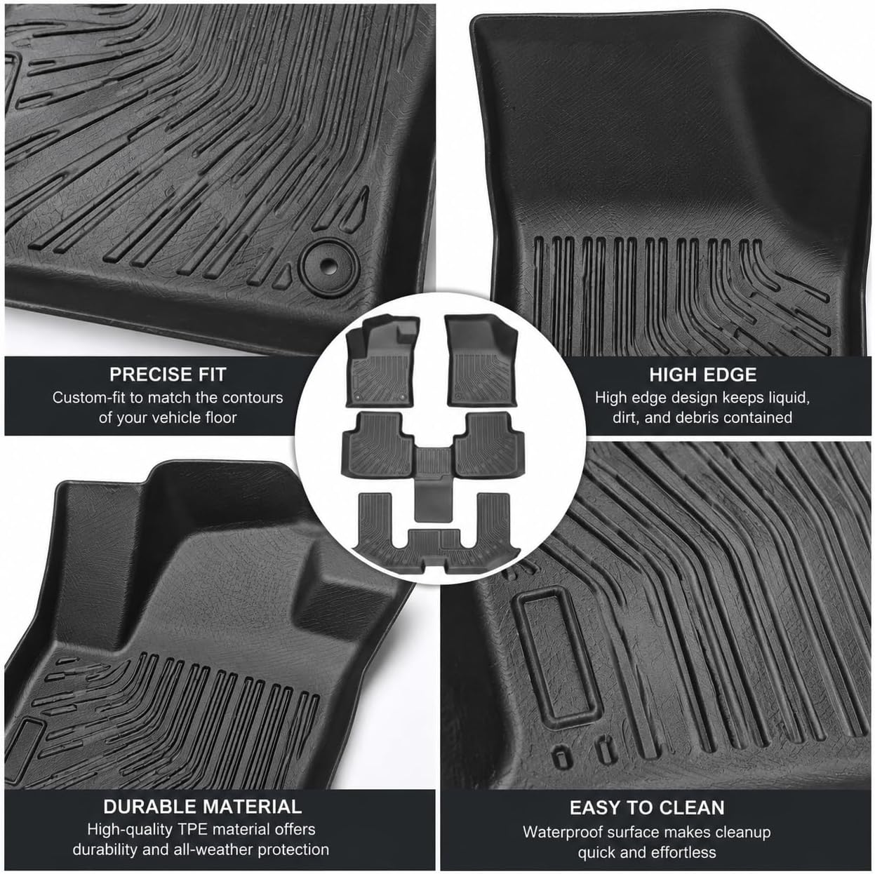 Detalle de AUTOPALS Floor Mats & 2-in-1 Cargo Mat for 2018–2026 VW Atlas 6-Seat