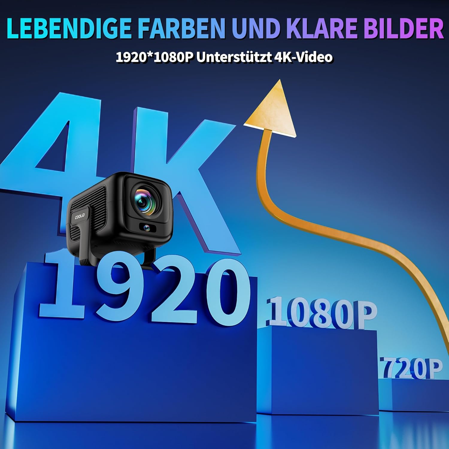 Thumbnail 4 de [Autofokus & 2026 Upgraded] Mini 4K-Beamer mit 5G WiFi 6 und Bluetooth 5.4 (tragbar, Schwarz)