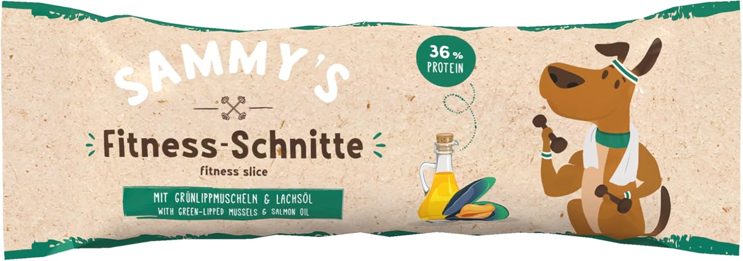Detalle 2 de Sammy’s Fitness Schnitte mit Grünlippmuscheln und Lachsöl – getreidefrei, proteinreicher Trainingssnack für Hunde