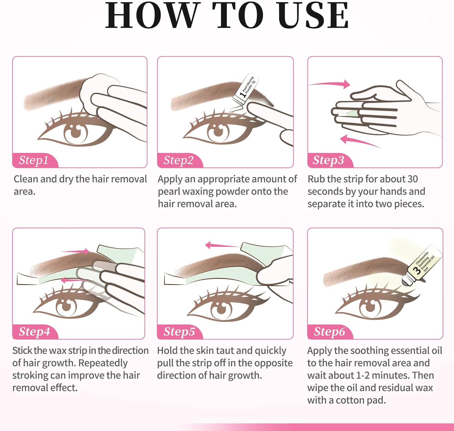 Thumbnail 6 de Strisce di Cera Depilatorie per Sopracciglio Beauty7 – confezione da 24 strisce con polvere di perle e olio di camomilla