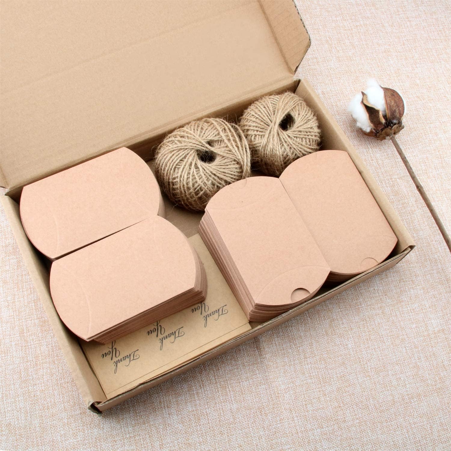 Thumbnail 6 de VEESUN 120er Set Mini-Geschenkschachteln aus Kraftpapier, 6×9 cm (DIY, mehrweg) mit „Danke“-Aufklebern