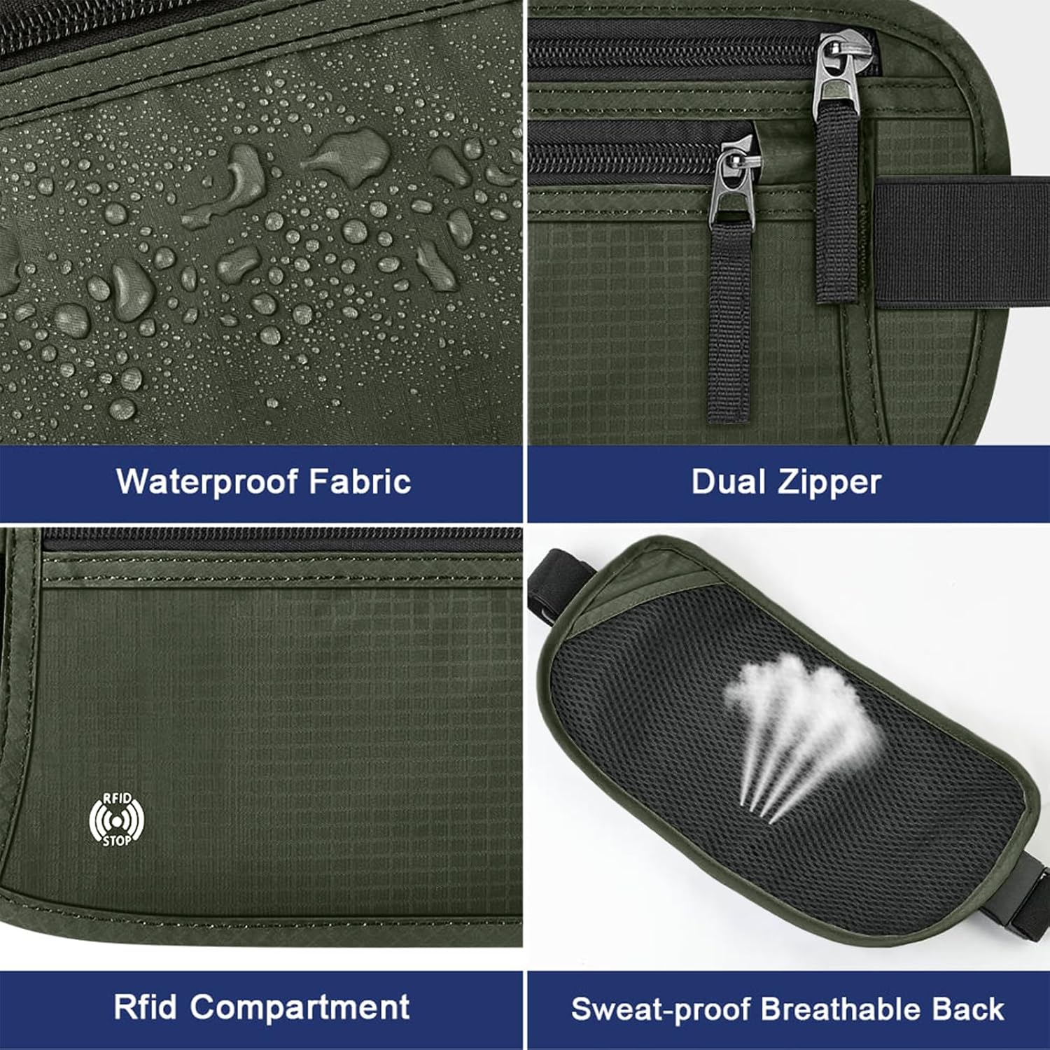 Detalle de Aucuu Marsupio da Viaggio con Blocco RFID – Antifurto, Slim e Regolabile