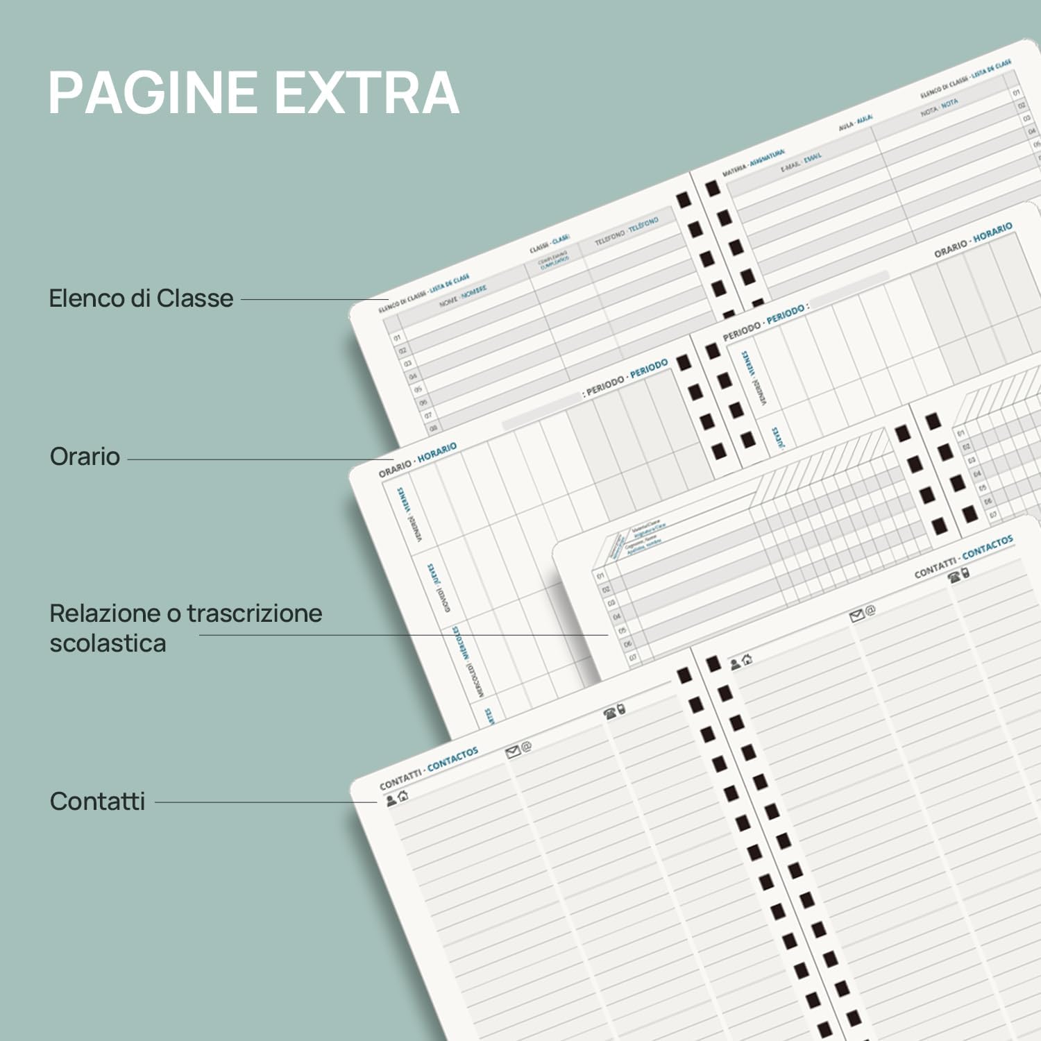 Detalle de PRORUN Agenda del Docente 2026-2027 A5 Spirale: Organizzazione settimanale con copertina rigida PU