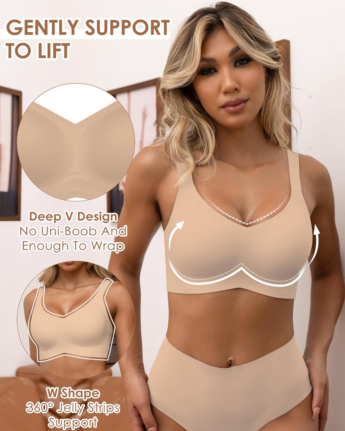 Detalle 2 de HORISUN Damen-BH ohne Bügel Comfy Push-Up