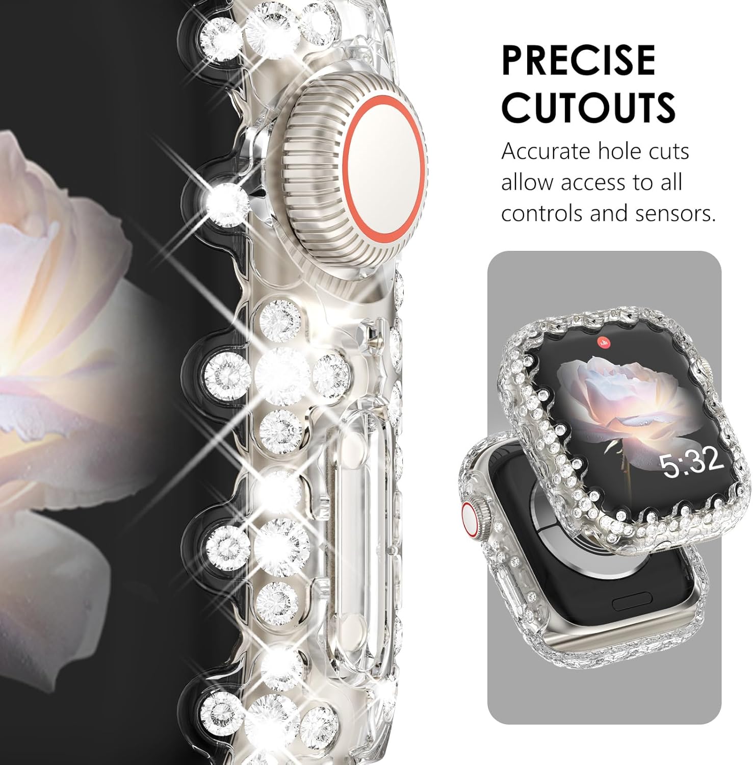 Thumbnail 1 de Fullife Bling Case for Apple Watch 46mm (Series 11/10) – Diamond-Accented Protective Cover, Transparent