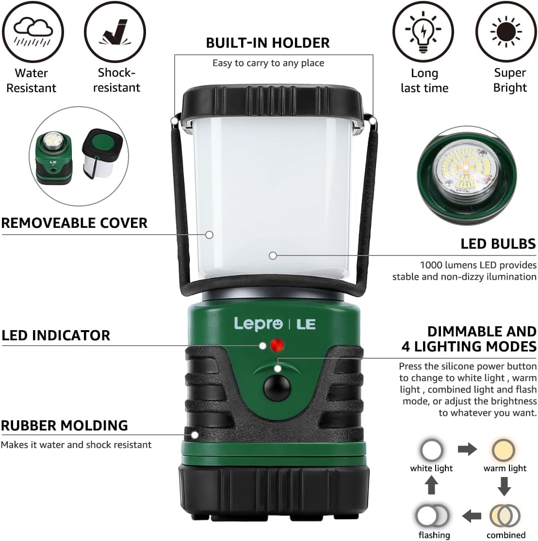 Thumbnail 4 de LE Camping Light Rechargeable 1000 Lumen Lantern 🔦