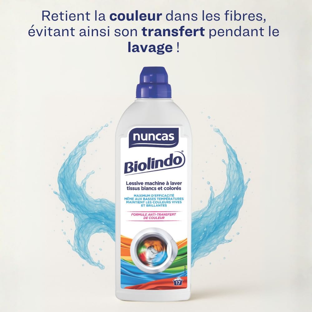 Thumbnail 3 de Nuncas Biolindo Lessive pour machine à laver tissus blancs, colorés et noirs (1000 ml)