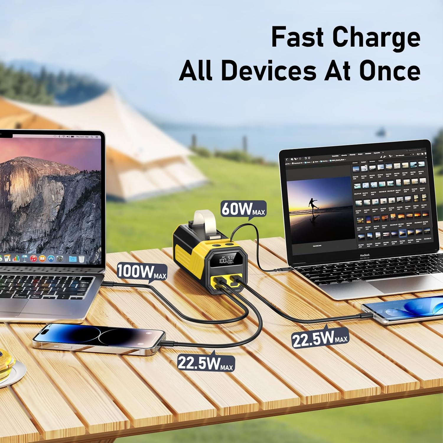 Thumbnail 3 de Laptop Power Bank 70000mAh 100W Fast Charging Battery Pack with Retractable USB-C Cables