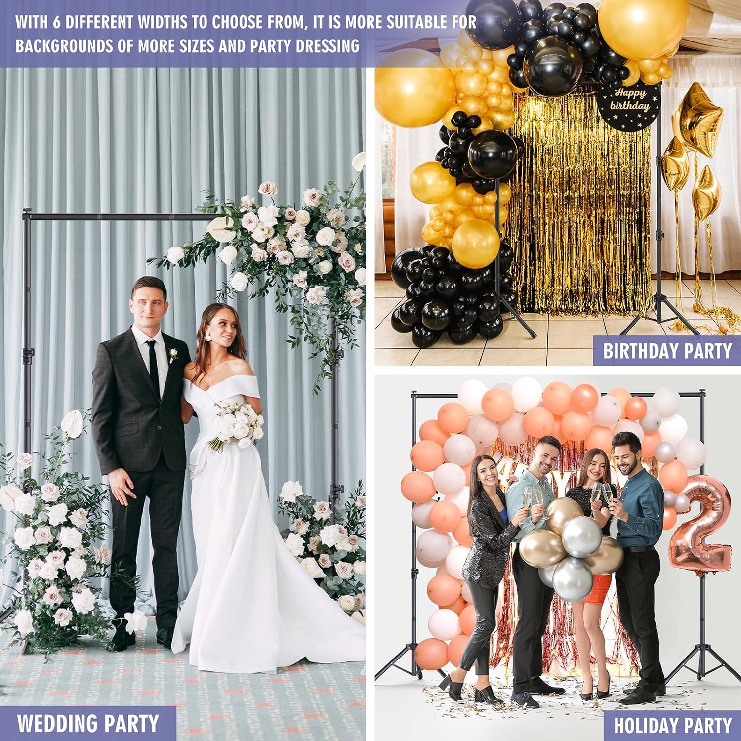 Thumbnail 4 de Backdrop Stand Kit - 6 Widths, 10x7.5ft Adjustable Background Stand for Parties & Studio Photography by Eocnrhe
