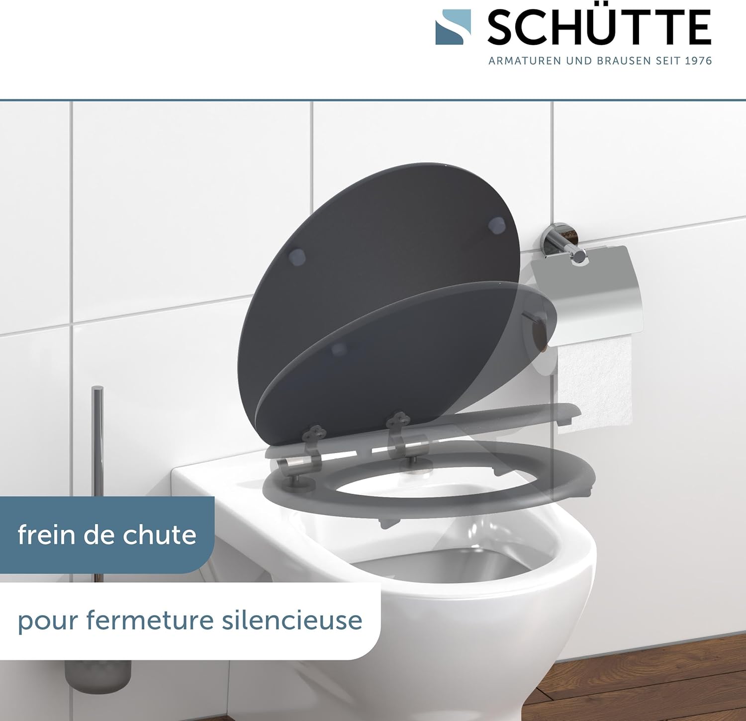Thumbnail 1 de SCHÜTTE Cuvette Toilette Bois avec frein de chute – Abattant bois gris, MDF résistant