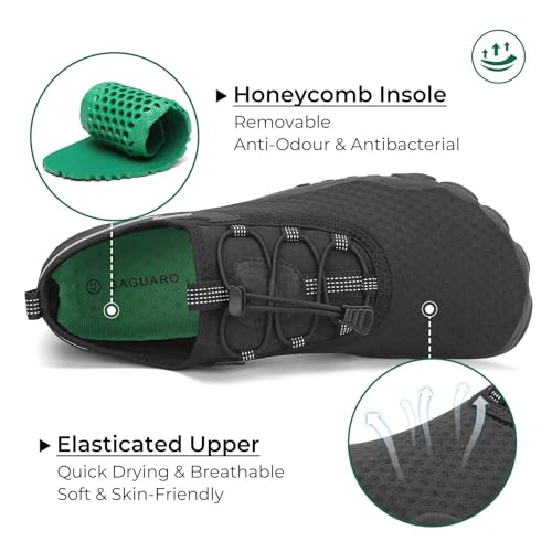 Detalle de SAGUARO Water Shoes Mens & Women’s Beach Swim Aqua Neoprene – 46 EU / 11 UK, Black
