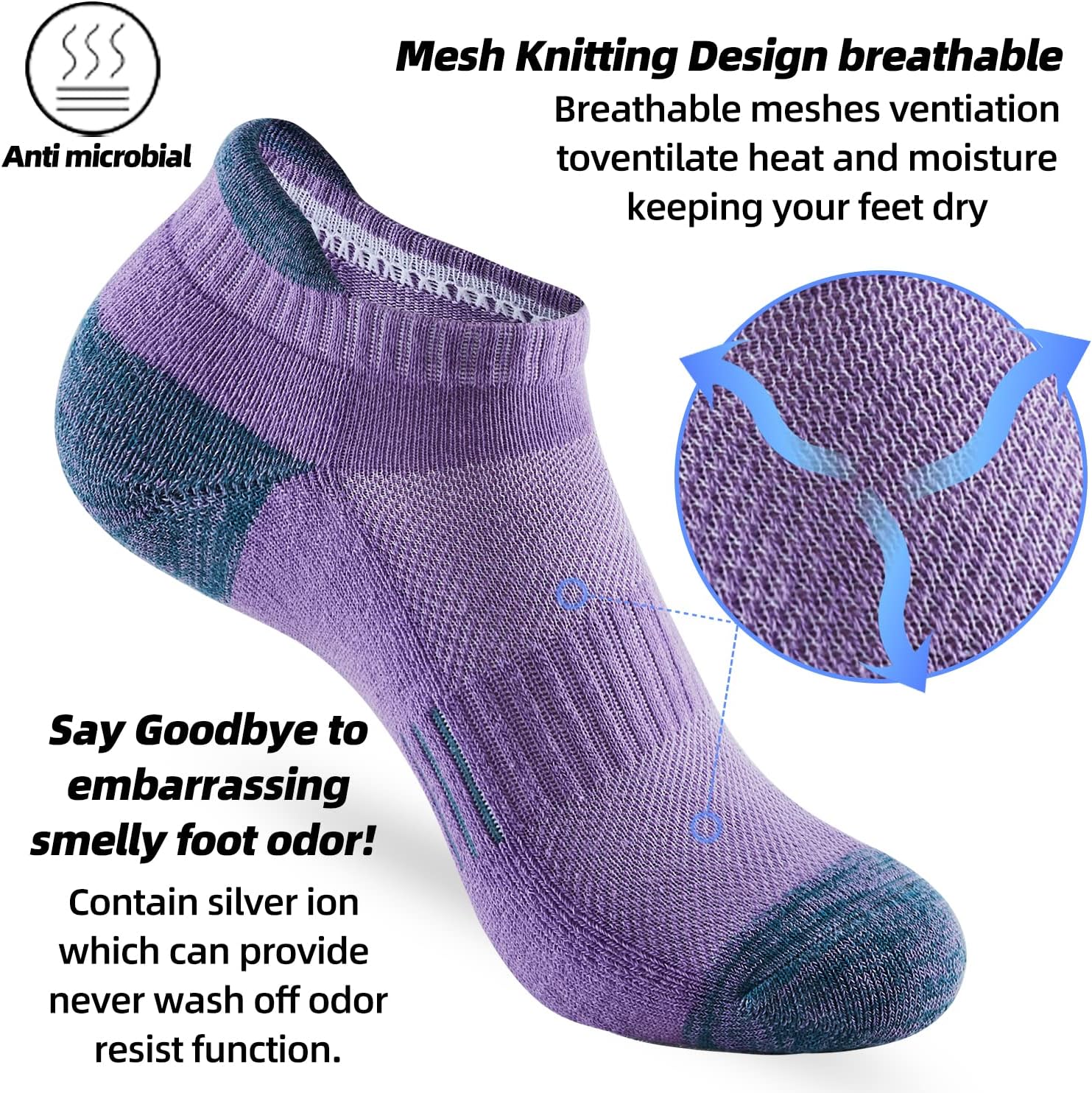 Detalle 2 de ATBITER Women's Ankle Socks, 6 Pairs