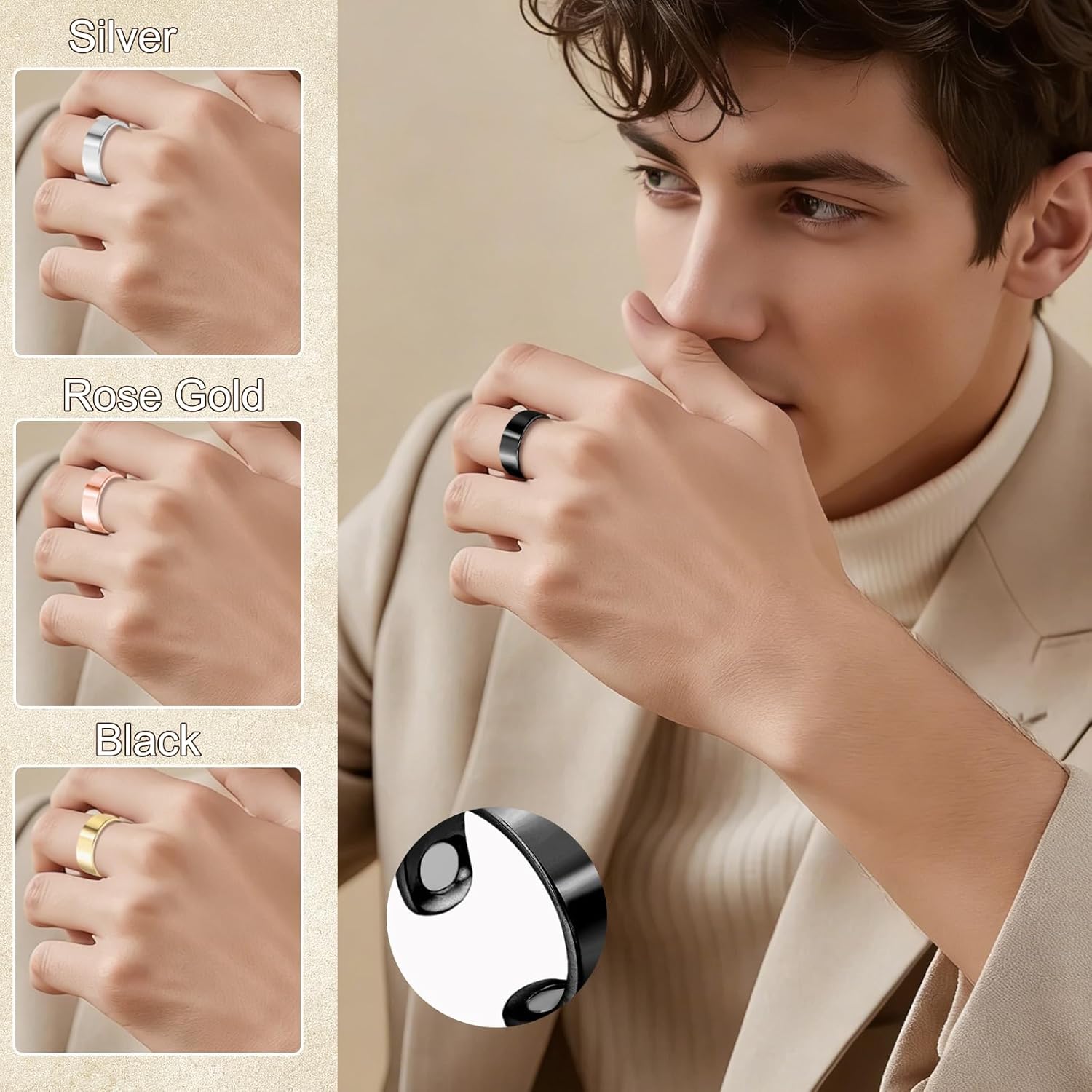 Thumbnail 5 de Zecimi Magnetring Silber 2026 – Verstellbarer Anti-Stress Ring mit 2X Magnetkraft