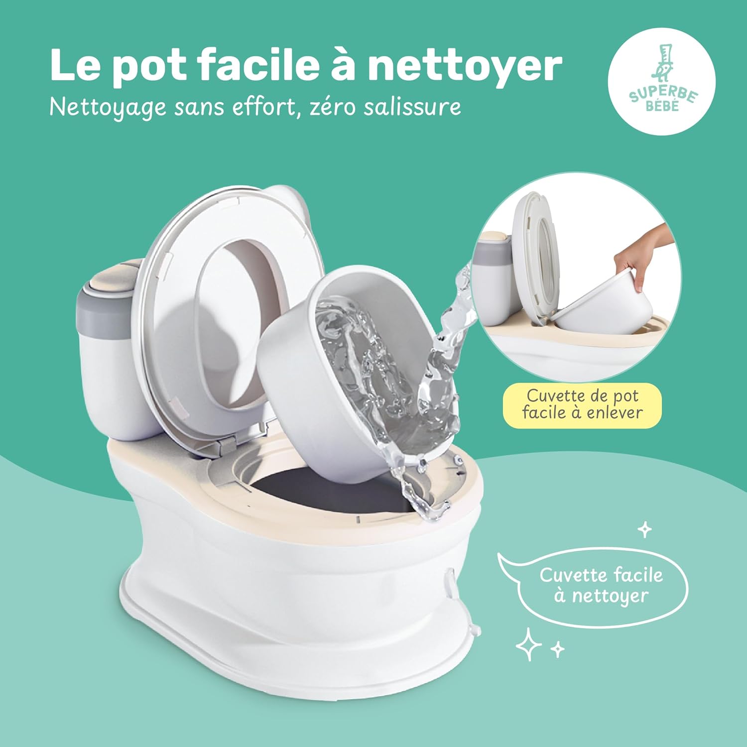 Detalle de Pot Bébé Toilette Musical pour apprentissage de la propreté – confort et sécurité pour les premières toilettes