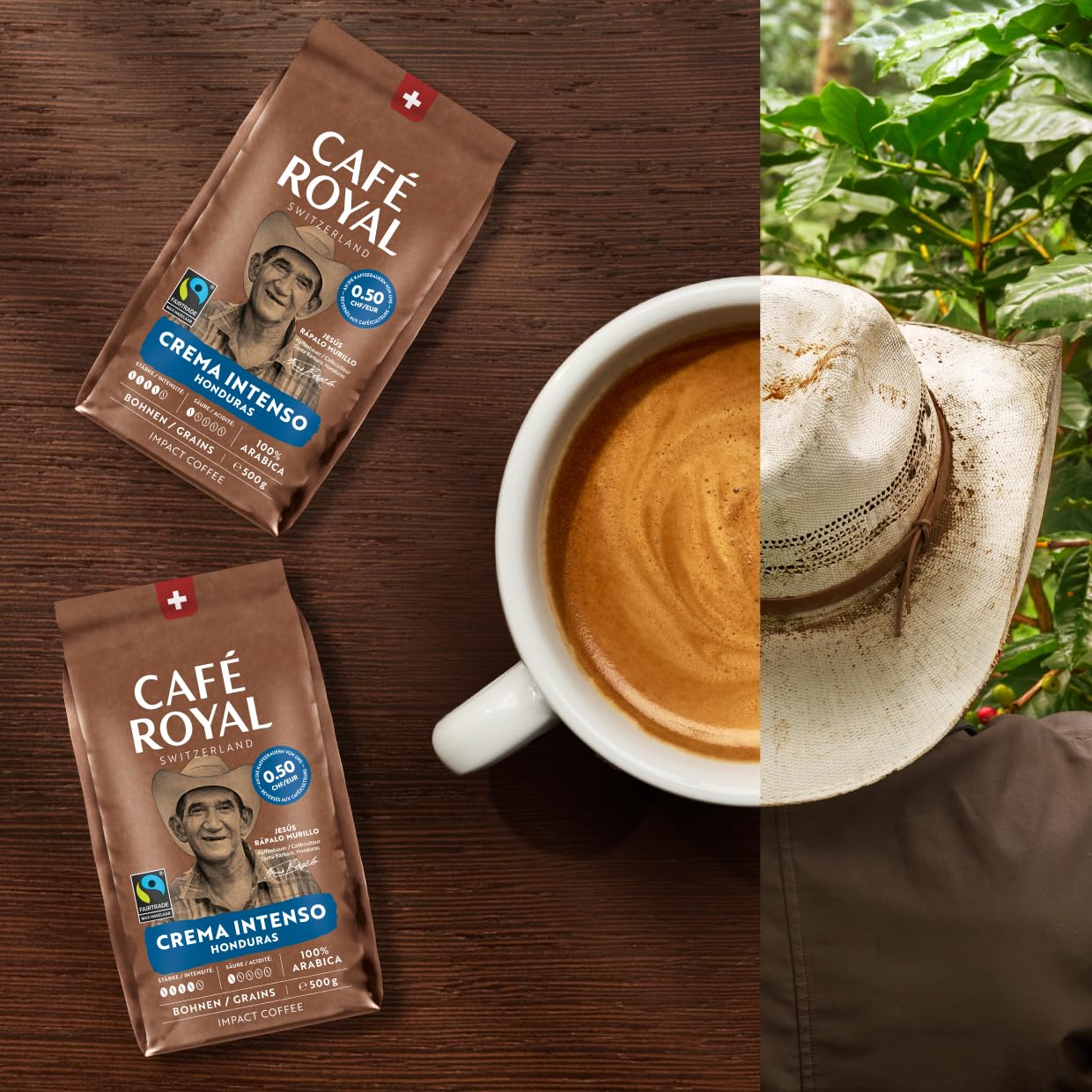 Detalle 1 de Café Royal Crema Intenso Honduras – 100% Arabica Ganze Bohnen, Fairtrade, 500 g