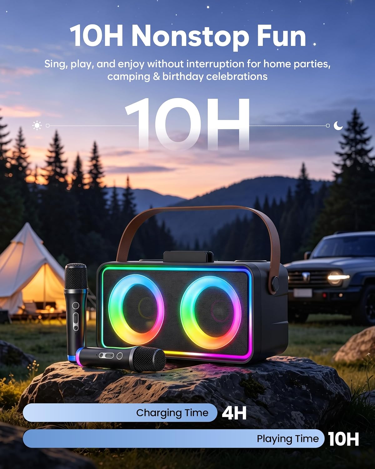 Thumbnail 5 de ultramic K36 Portable Karaoke Machine with Bluetooth 5.3 and Two Wireless Mics
