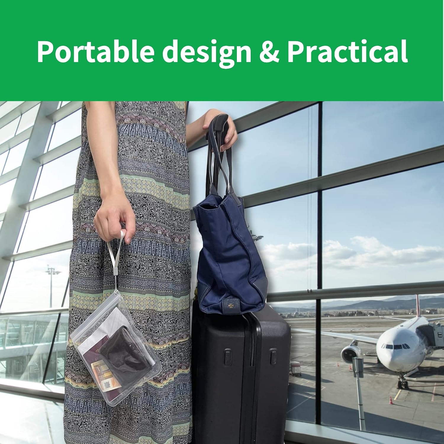 Detalle de 3PCS Clear Travel Toiletry Bags (20x20cm) – 100% Airport Security Compliant, Leakproof & Reusable