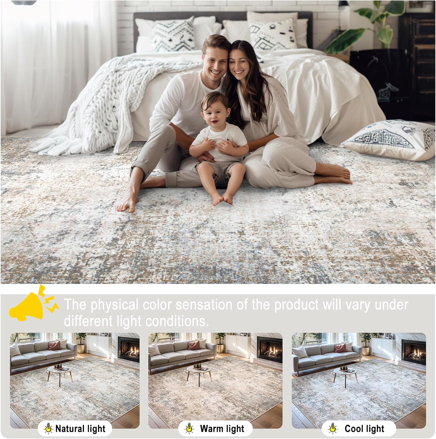 Thumbnail 6 de Area Rugs 9x12 Living Room - Washable Modern Abstract Plush Non-Slip Carpet