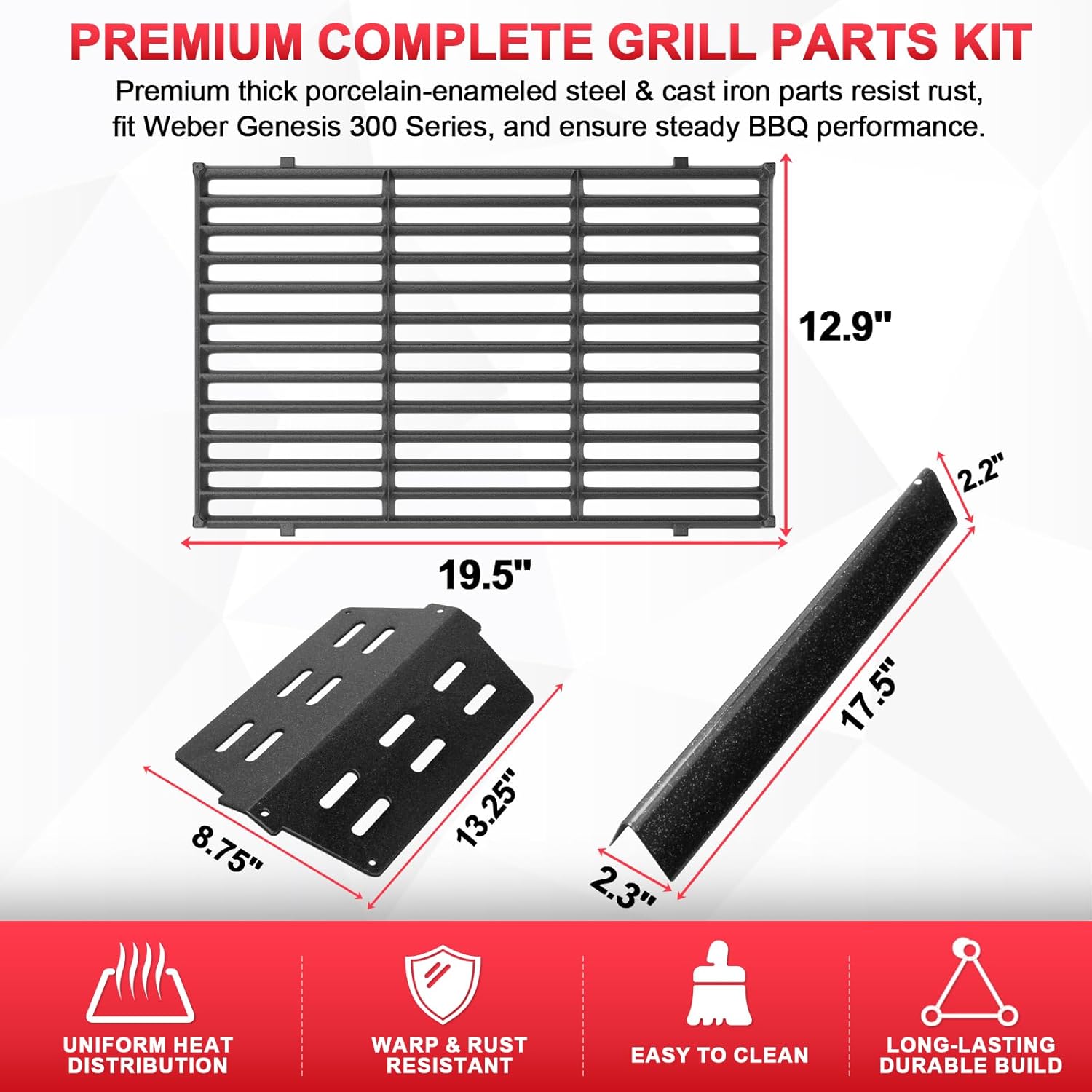Thumbnail 2 de Grill Parts Kit for Weber Genesis 300-330: Complete 7621 Flavorizer Bars, 7524 Grates, 7622 Heat Deflectors