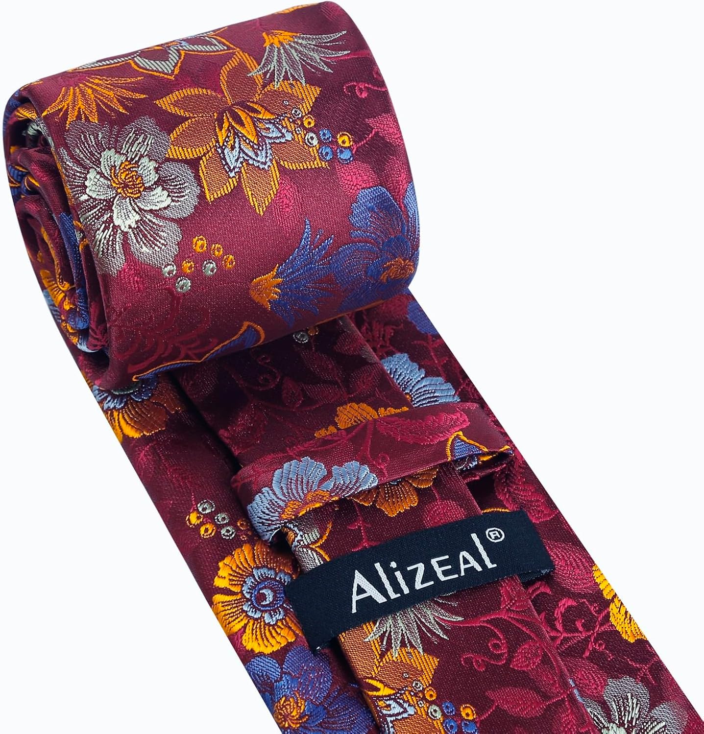Detalle 2 de Alizeal men’s flower pattern tie and pocket square set (classic casual for wedding and parties)