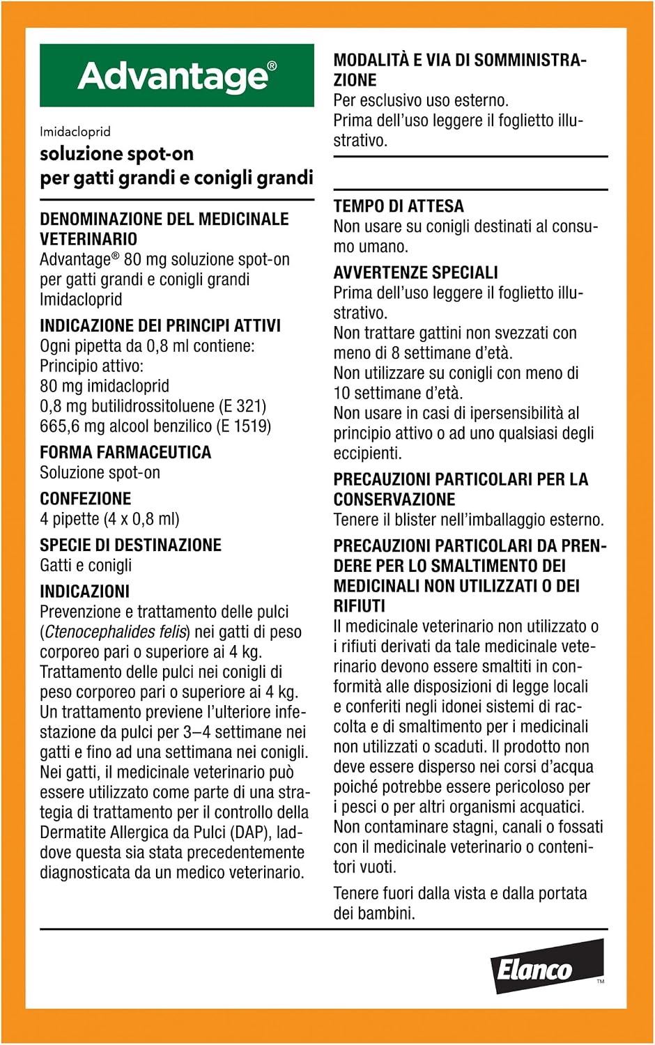 Detalle de Advantage spot-on per gatti grandi (4 pipette) – Trattamento antipulci Elanco